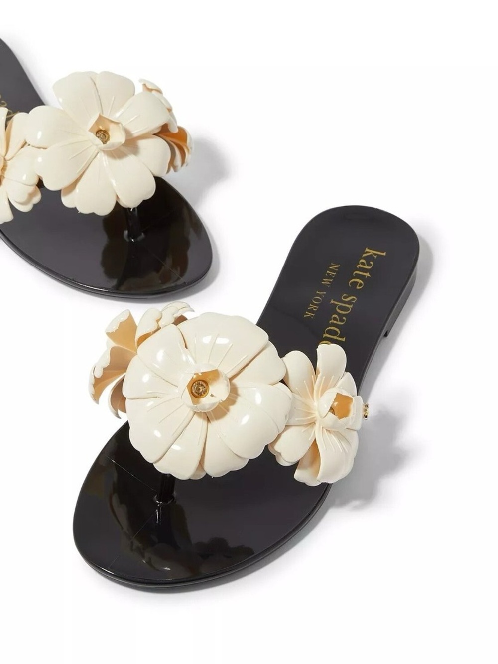 KATE SPADE  “Jaylee”  NWOT Black Jelly Thong Sandals